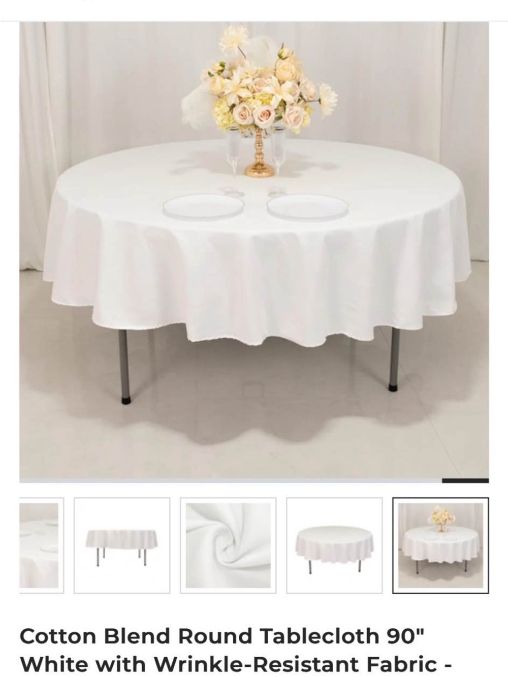 Lot of 30 Weddings and party events tablecloth Premium poly 90"round lap white